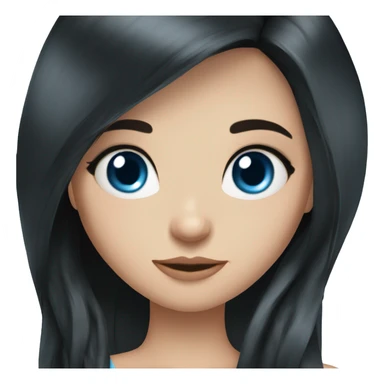 Girl with fair skin, long black hair, standing , blue eyes ,beautiful girl, very hot girl, russian sticker