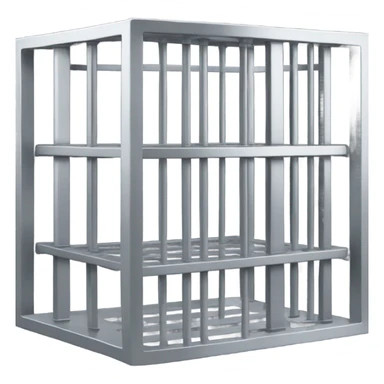 A cube jail cell with bars sticker