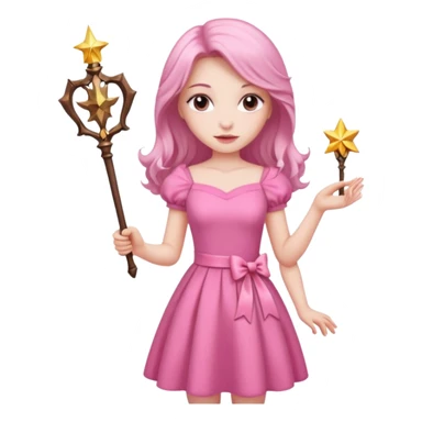 beautiful-haired in pink woman with a wand sticker