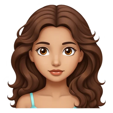 Beautiful girl,brown hair,wavy hair，long hair,brown eyes,hispanic sticker