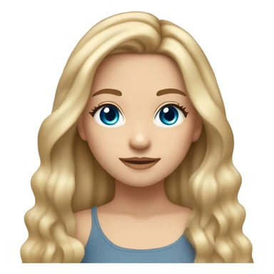My friend Monica who is a girl , she has natural dirty blond hair with a blonde balayage type hair color, with piercing blue  eyes her hair is parted in the middle with color bone length hair ,  sticker