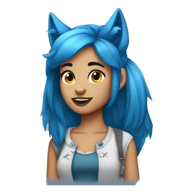 bella the wolf girl blue hair sticker