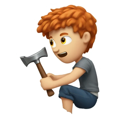A redhead guy hitting a computer with a hammer sticker