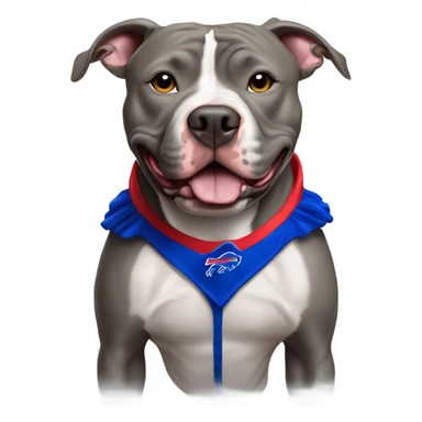 Gray pit bull wearing buffalo bills jersey sticker