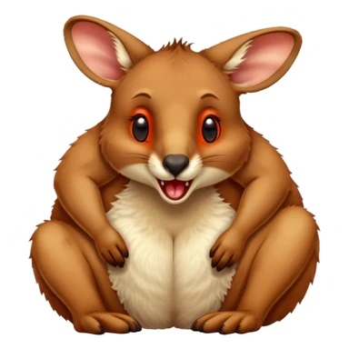 Cinematic Cute Yawning Kangaroo Portrait Emoji, Head tilted slightly with a dramatic, wide-open yawn, showcasing a soft, downy red-orange fur with gently drooping ears and round amber eyes barely open in drowsy contentment, Simplified yet irresistibly adorable features, highly detailed, glowing with a soft, cozy glow, high shine, relaxed yet expressive, stylized with a touch of outback charm, bright and endearing, soft glowing outline, capturing the essence of a sleepy yet affectionate kangaroo, so drowsy it feels like it could stretch out of the screen and curl up for a nap! sticker