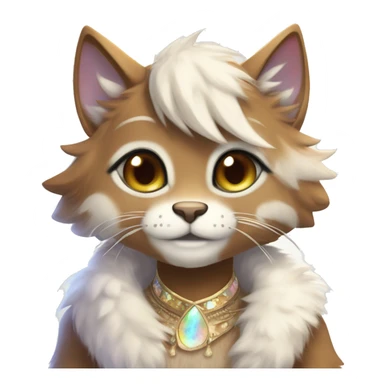 Furry, sparkle, iridescent, colorful, pastel, edgy, cool, fantasy beautiful, brown, beige, white, divine, godly, angelic, animal, anthro, full body, fursona, feline sticker