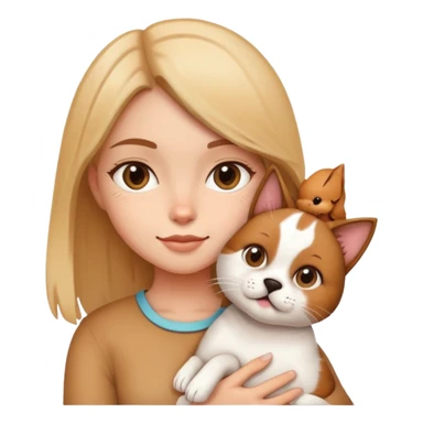 Girl holding a cat and a dog sticker