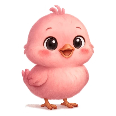 a cute pink chick, original design, big eyes, blushing cheeks, joyful sticker