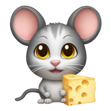 Mouse cat cheese  sticker