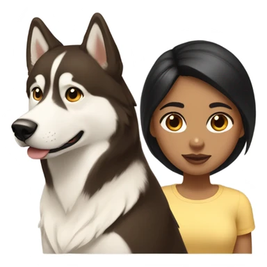 A girl Dark brown  hair next to a light dorée  Husky sticker
