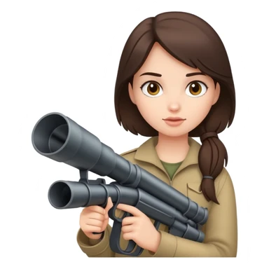 Brunette girl holding bazooka sticker