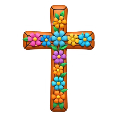 Cross with basketball and flowers sticker