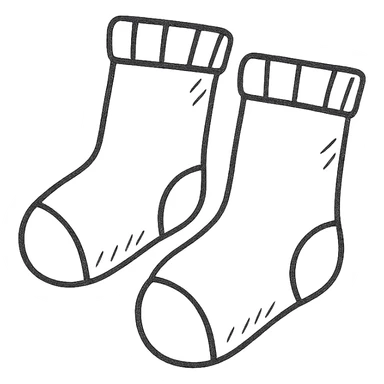 cute socks, hand drawn black outline style sticker