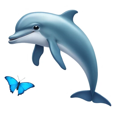 dolphin with blue butterfly sticker