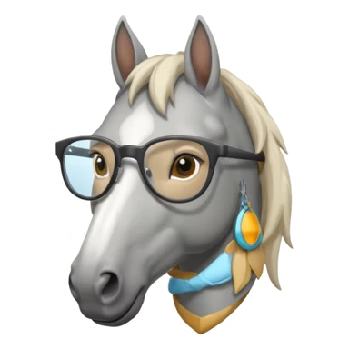 grey horse head with glasses sticker