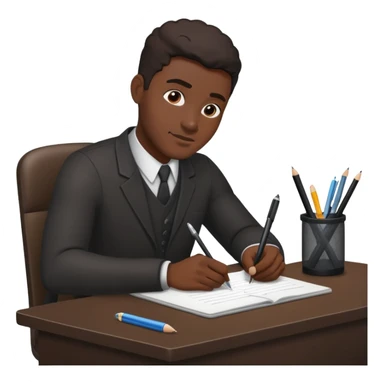 black man writing at a desk sticker