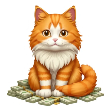 orange cat with money sticker