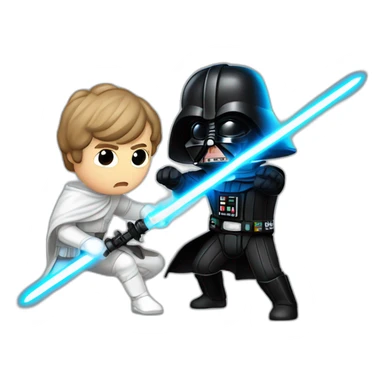 Luke skywalker and darth vader fighting with laserswords sticker