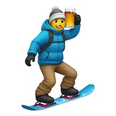 Snowboarding while drinking a beer sticker