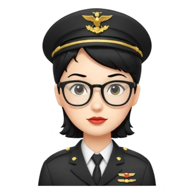 Black hair military secretary glasses nerd cute sticker