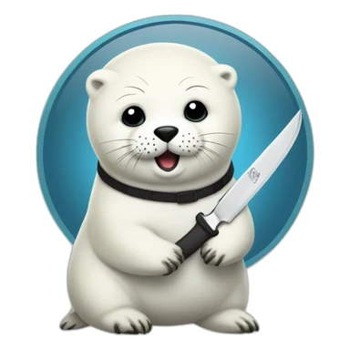 harp seal with knife sticker