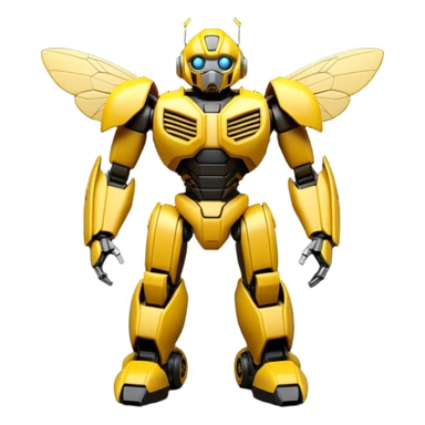 Clean 3D printable robotic bumblebee character, Bumblebee Transformers inspired design sticker