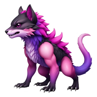 Cool Edgy Black-pink-purple-gradient badass Fionbri-Vernid-Trico-animal-creature full bodyd sticker
