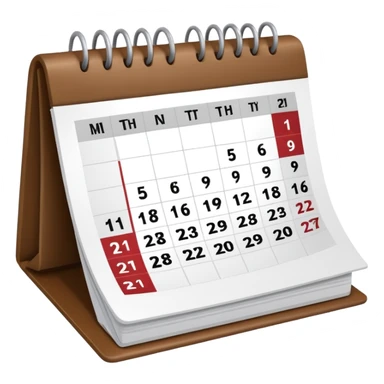 Desk calendar flipped to current month sticker