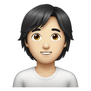 A  cute Korean man with black nose-length hair sticker