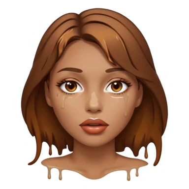 Brown Hair, Woman, white paint drip, face, hot, Sexy, lips sticker