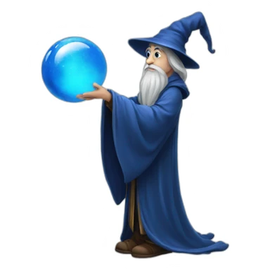 wizard pondering a blue orb sticker