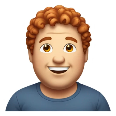 Redish curly few hair guy chubby smiling sticker