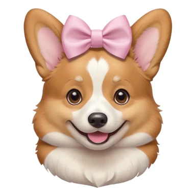 corgi with a pastel pink bow, smiling sticker