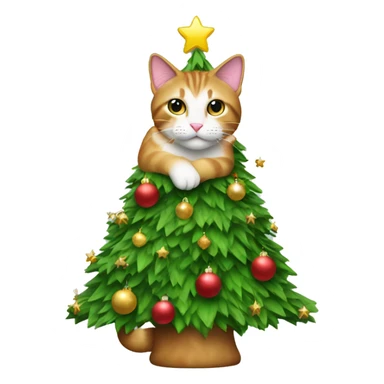 Cat christmas tree sticker