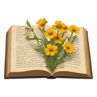 book with some pressed flowers on the pages  sticker