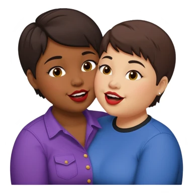 Chubby ugly lesbian with medium dark hair kissing tall butch lesbian with huge teeth and short hair sticker
