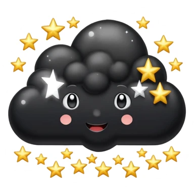 Shiny black cloud with stars sticker