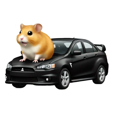 Hamster on Mitsubishi lancer black  sticker
