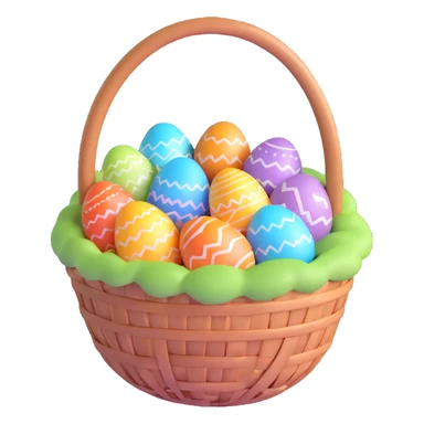 Easter basket filled with decorated eggs sticker