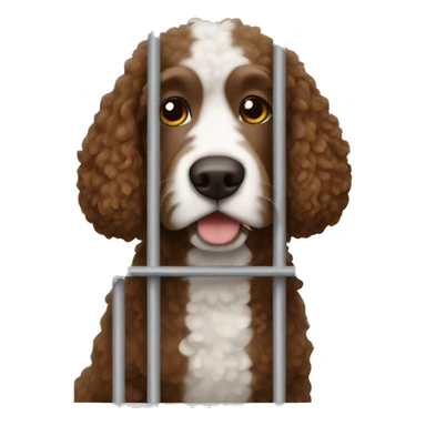 Brown Spanish water dog in jail sticker