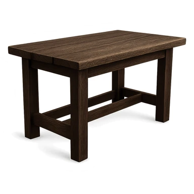 rectangle wooden table, rustic, dark wood, visible texture, no background sticker
