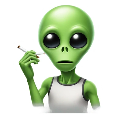 green alien smoking weed  sticker