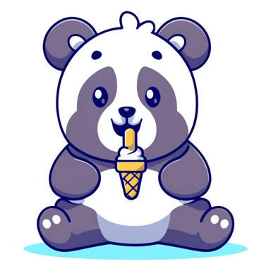 Panda eating ee ice cream sticker