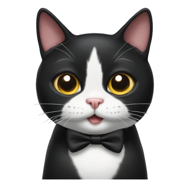 tuxedo cat with quirky face sticker