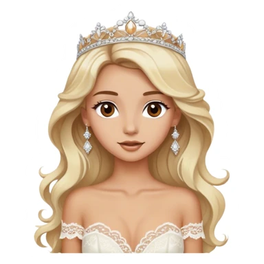Blonde model with brown eyes, long wavy hair, honeymoon, white silk and lace dress sticker