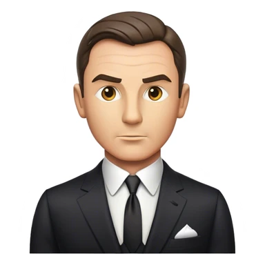 Cinematic Realistic James Bond Portrait Emoji, depicted as a suave, sophisticated secret agent in a tailored suit with a cool, composed gaze and an air of stealth and charm, rendered with crisp textures and dynamic cinematic lighting that captures his timeless espionage allure. sticker