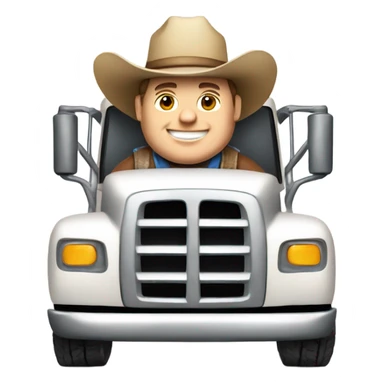 Chubby white guy driving truck with cowboy hat sticker