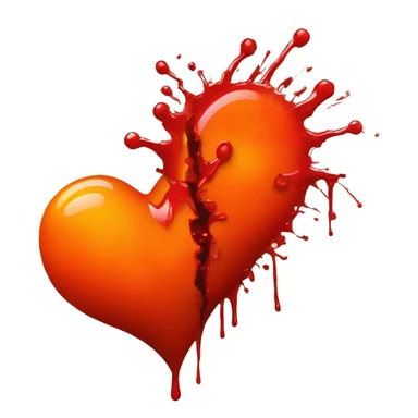 bleeding red heart glowing red-orange with splatter sticker