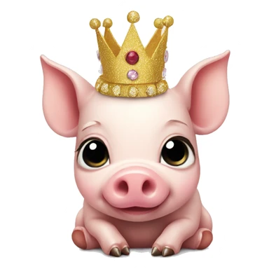 baby pig wearing a sparkly crown  sticker