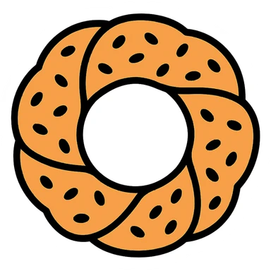 simit, Turkish sesame bread ring colored icon with sesame seeds sticker